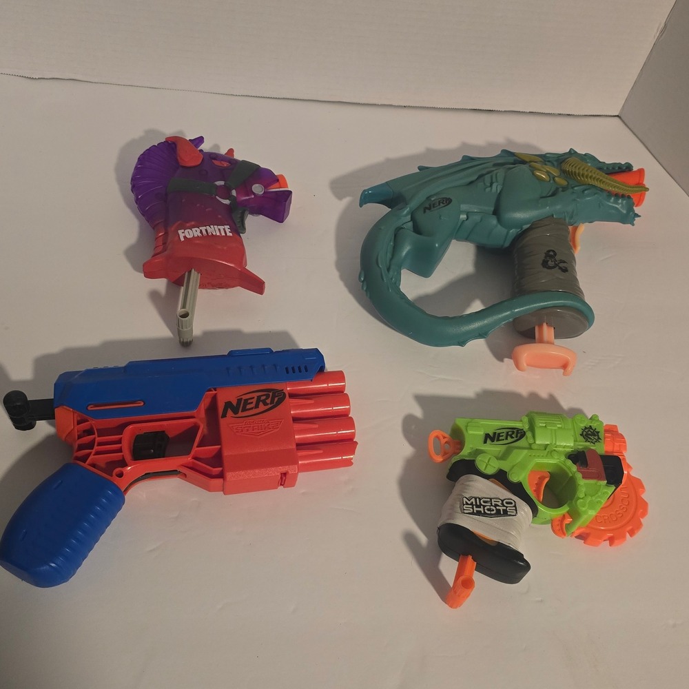 Nerf Blaster Lot of 4 Dungeons & Dragons Fortnite Zombie Strike Alpha Strike